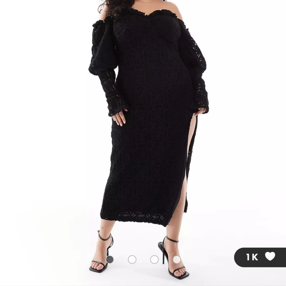 ASOS Black Crochet Midi Dress - Plus Size